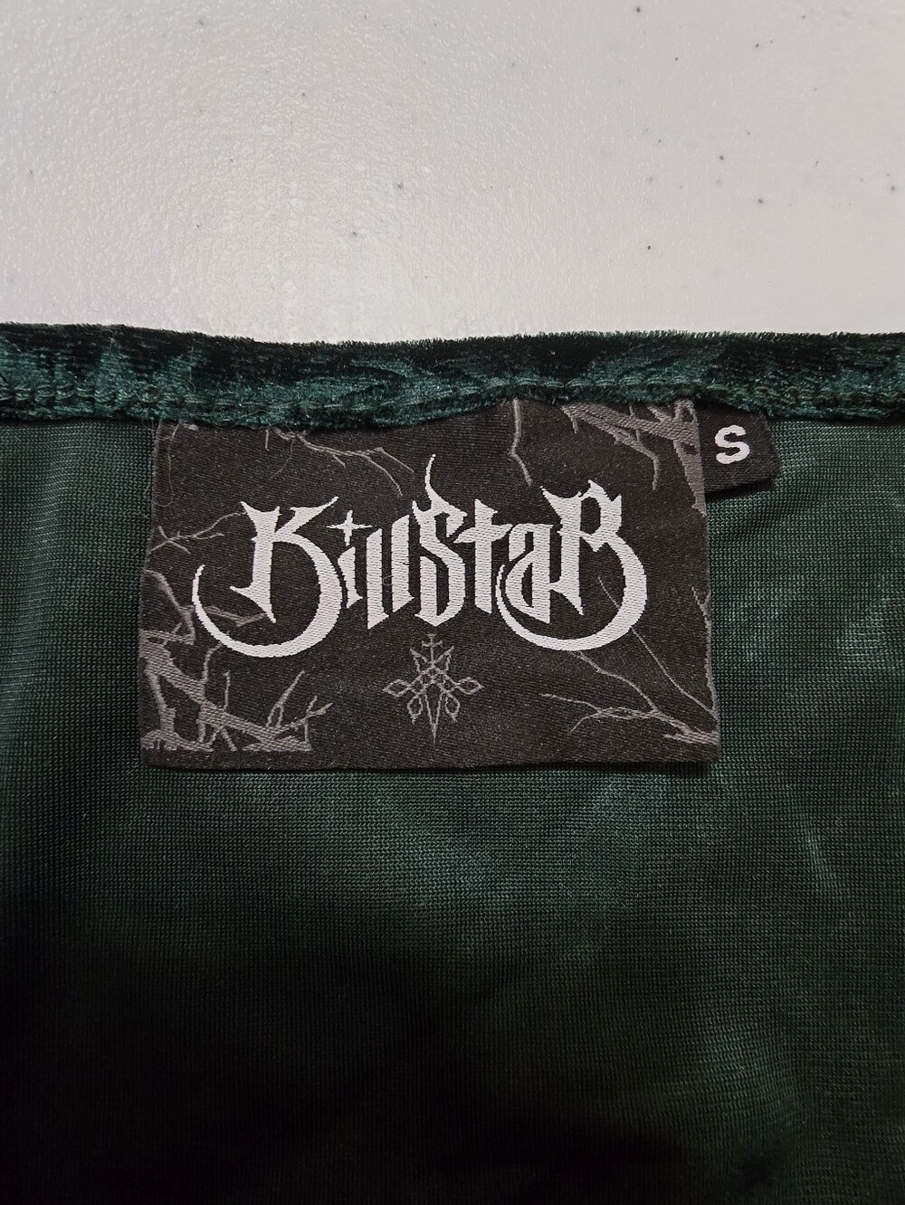 KILLSTAR Skater Dress Devilry Emerald Women's Small Whimsygoth Grunge Velour - Picture 11 of 12